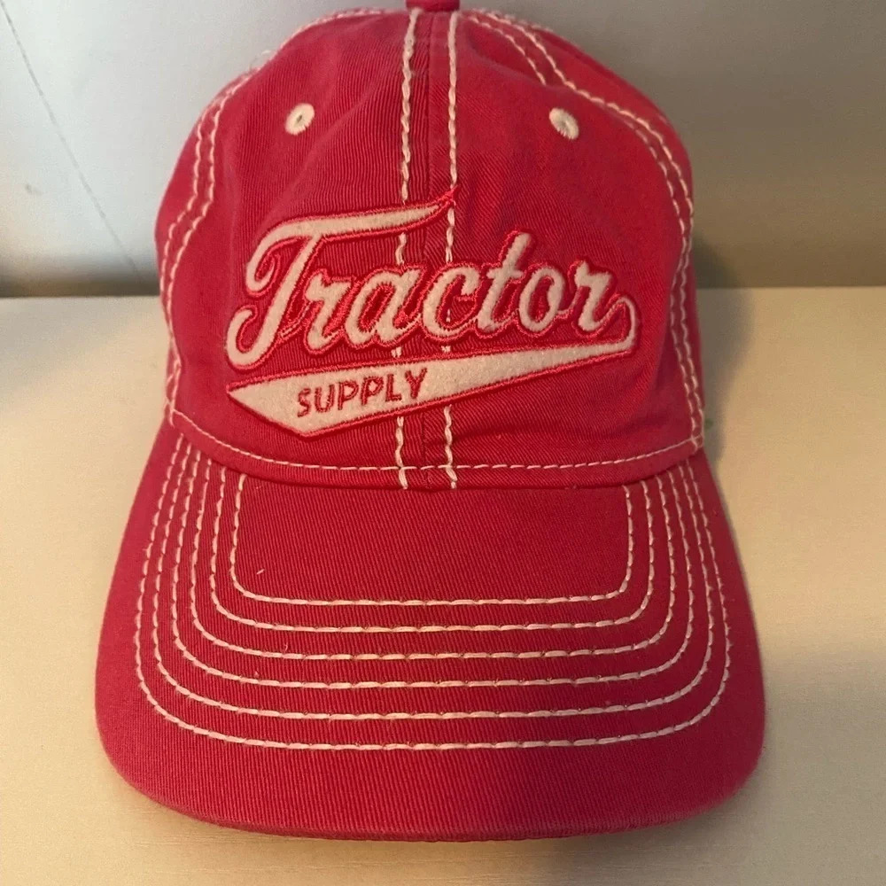 Woman’s Tractor Supply Adjustable Hat‎ Pink with White Stiching